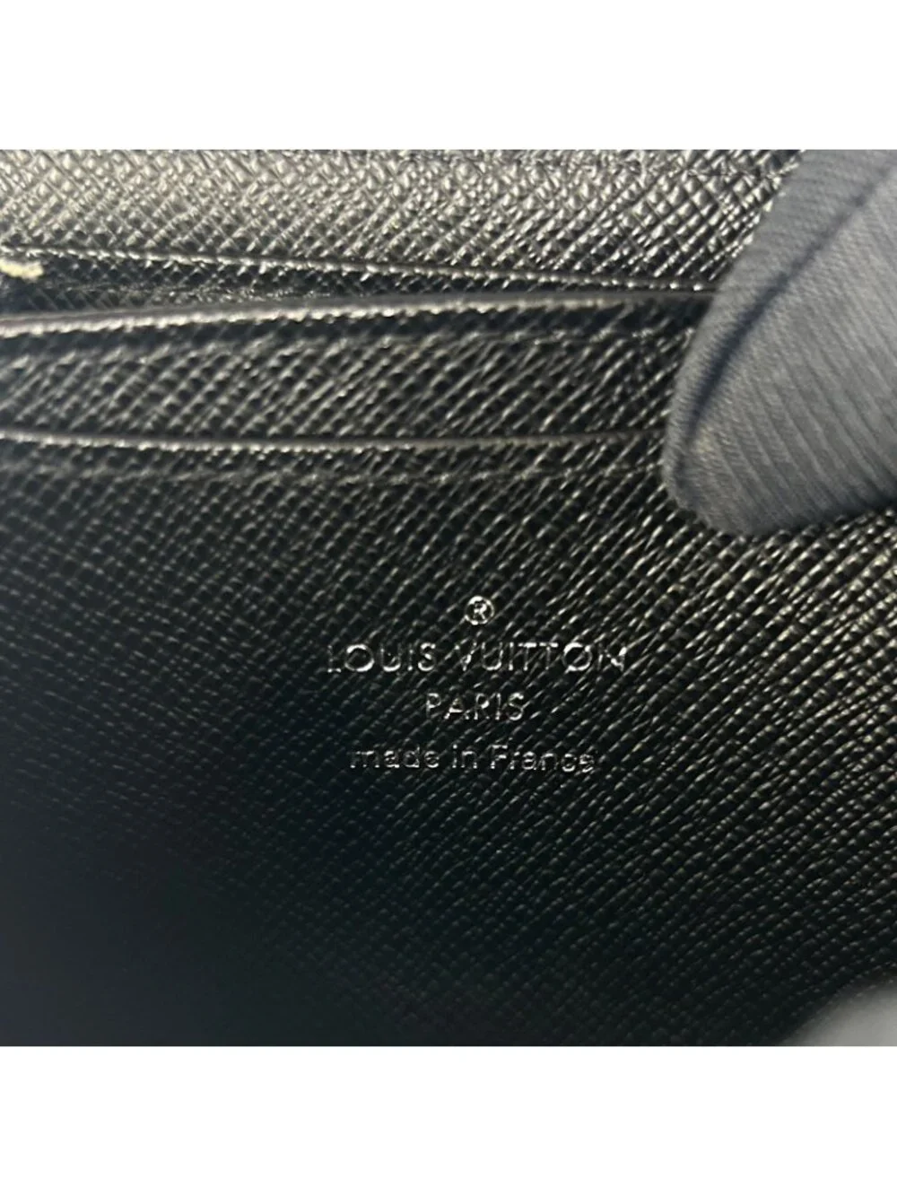 Louis Vuitton Zippy Coin Purse Epi Noir Leather Black Case Silver